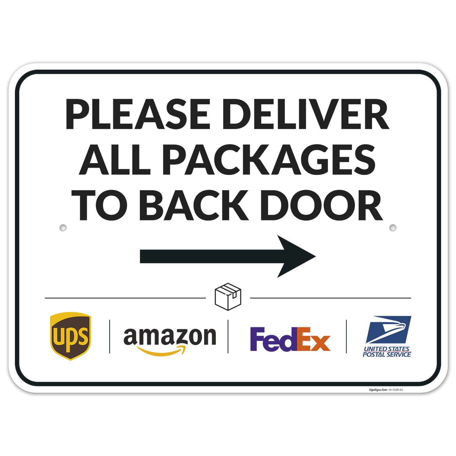 Package Delivery Sign with Instructions for Back Door Use