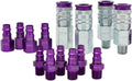 Milton S-314VKIT Kit 14pc Hi-Flo V style 1/4ft Purple - ColorFit