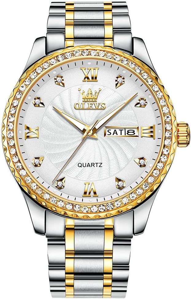 Men's Casual Stainless Steel Watch with Diamond Dial Design