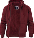 Facitisu Flannel Hoodies for Men Sherpa Lined Heavy Fleece Plaid long