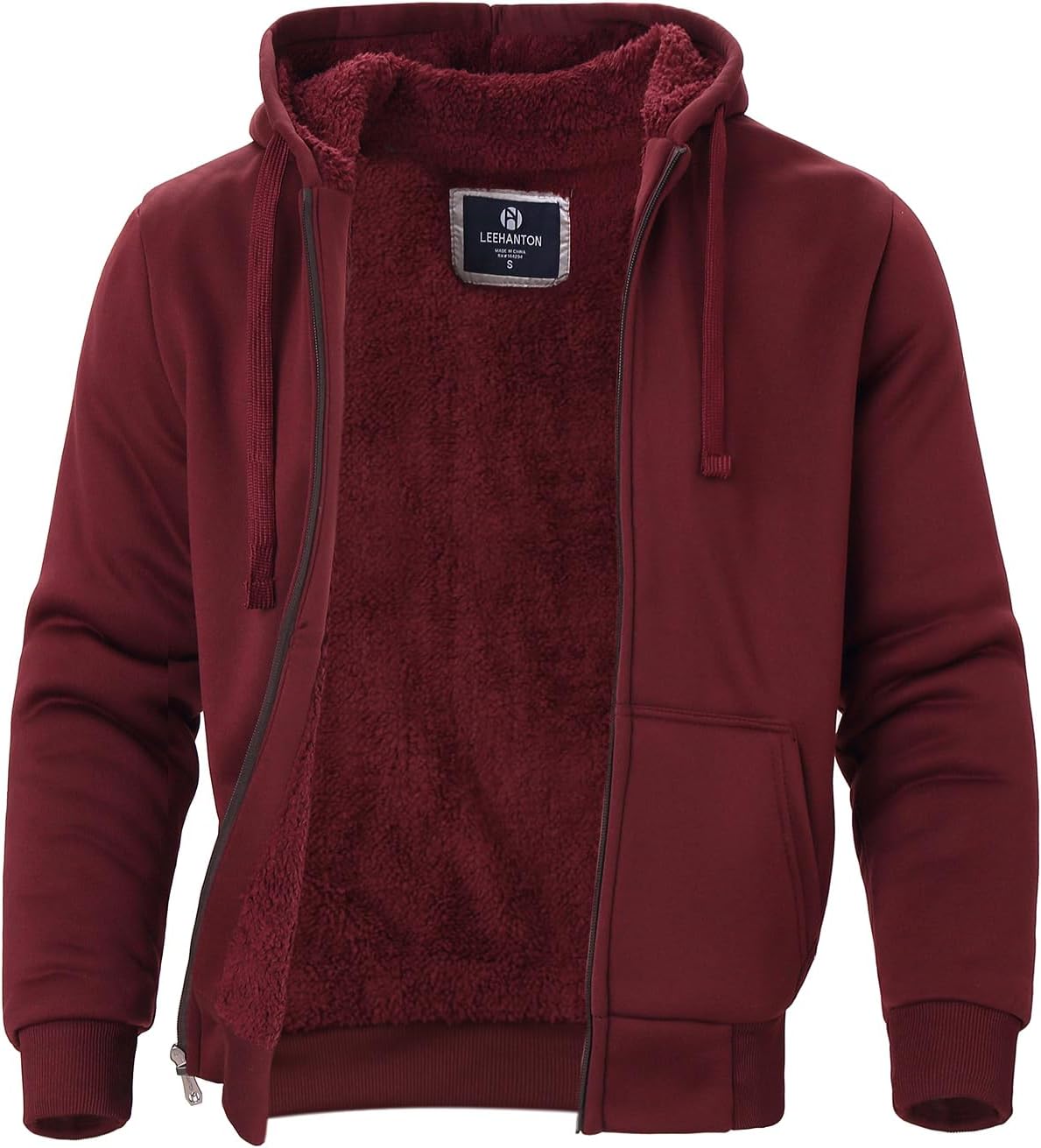 Facitisu Flannel Hoodies for Men Sherpa Lined Heavy Fleece