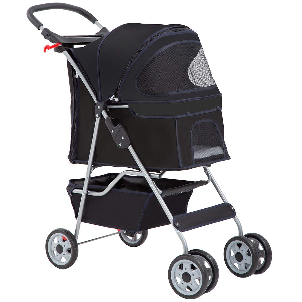 BestPet Pet Stroller for Cats and Dogs - Travel Folding Carrier