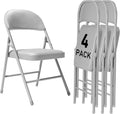 4 Pack Gray Folding Chairs with Padded Cushion and Back - Comfortable