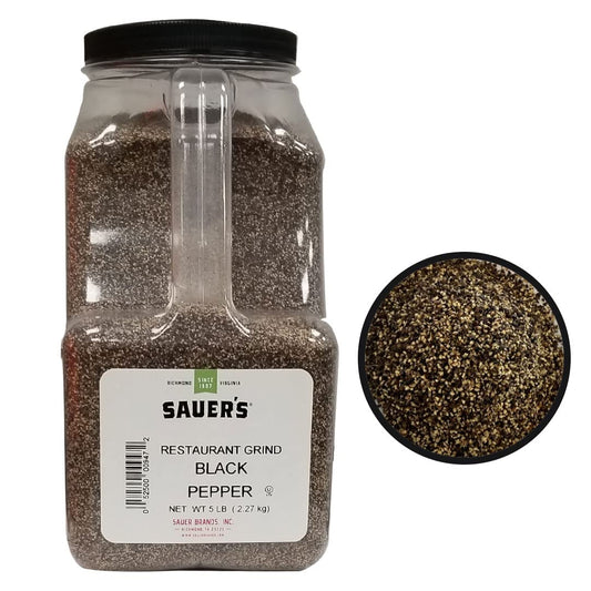Sauer's Ground Black Pepper | Bold Flavor in 5 Pound Canister