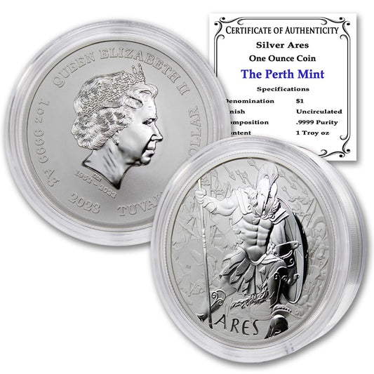 2023 P 1 oz Tuvalu Silver Ares Coin Brilliant Uncirculated