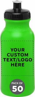 Custom 20 oz Water Bottles with Push Cap Set of 50 - Neon Green