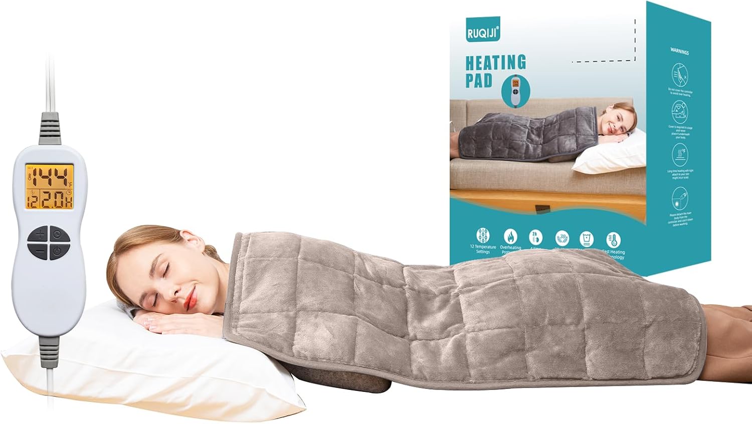 Ruqiji 17ft'x33ft' Weighted Heating Pad for Pain Relief and Comfort