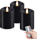 3x4 Flickering Flameless Candles Set of 3 - Real Wax 4in Pillar