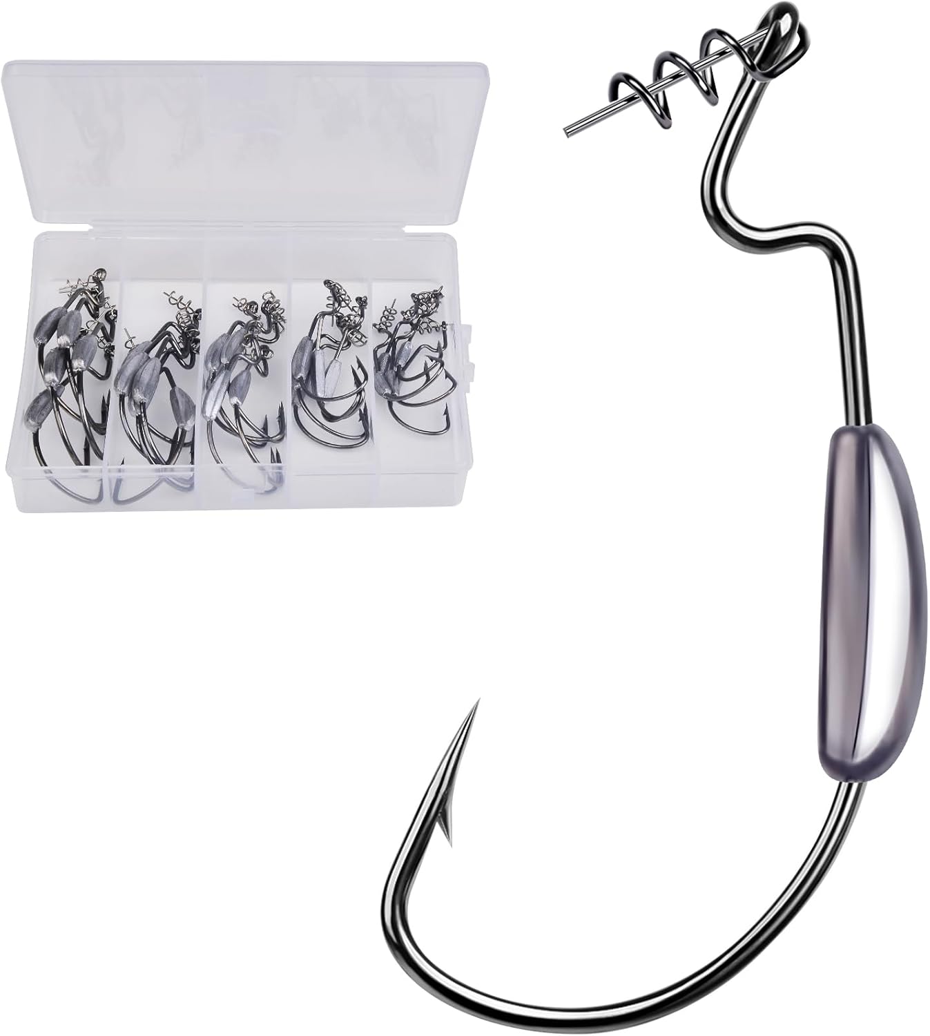 Bass Fishing Essential: 100pcs Offset Hooks & Tackle Box