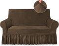 Loveseat Cover Super Soft Brown Stretch Slipcover - Easy Fit Protector