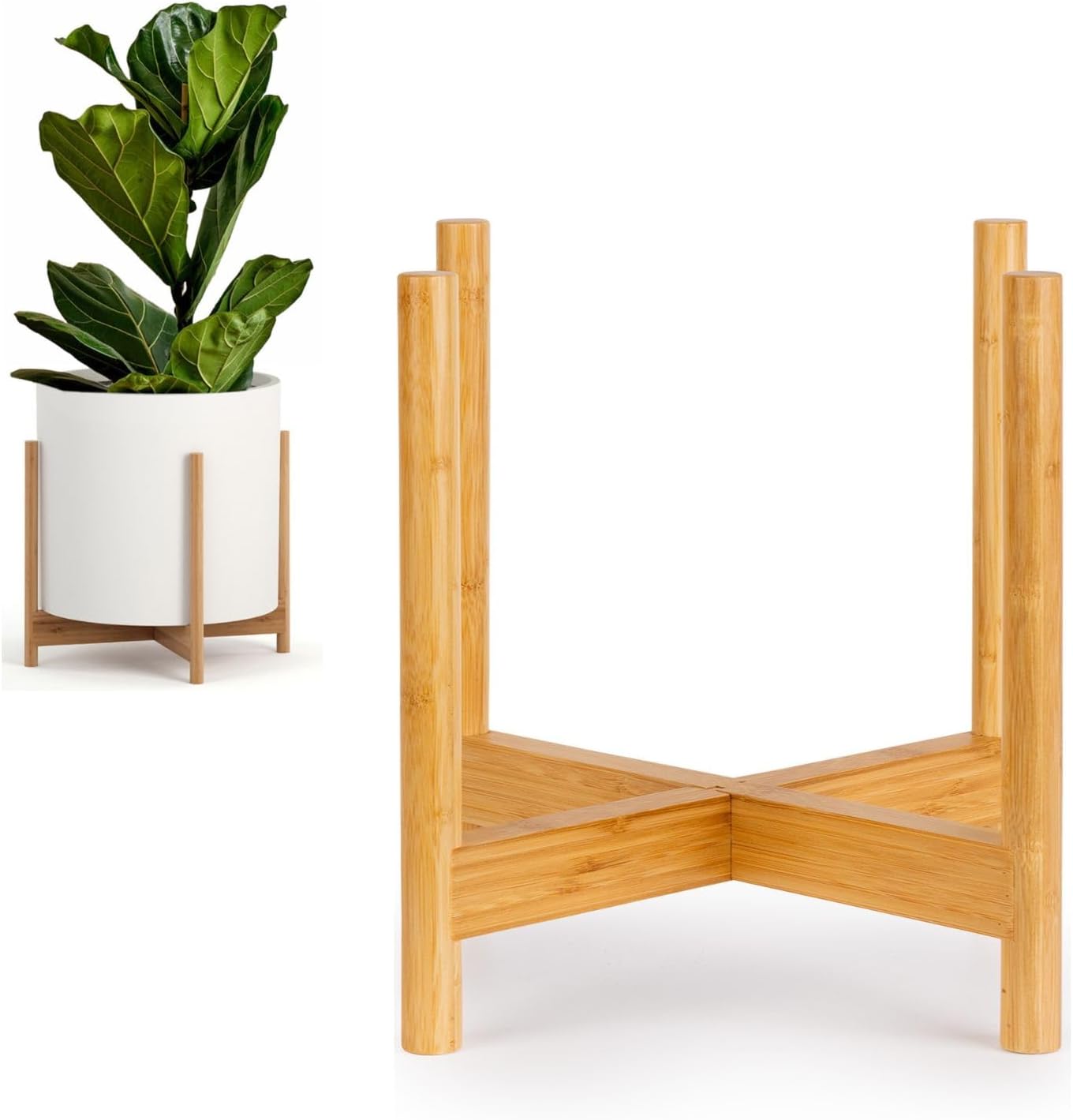 Bamboo Plant Stand for Indoor Plants - Mid Century Design
