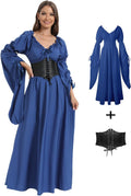 Halloween Renaissance Witch Dress for Women - Adjustable Victorian