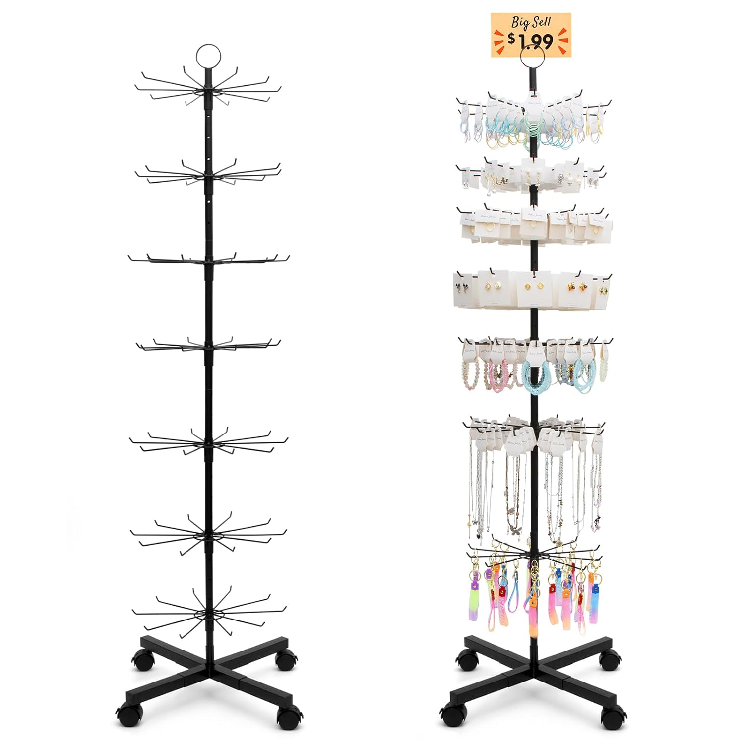 Rotating Display Stand for Jewelry and Keychains - 7 Tier Rack