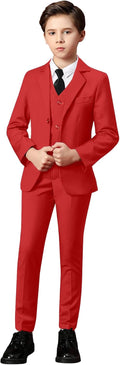 Boys Red Tuxedo Suit Set Size 7 - Slim Fit Formal Outfit