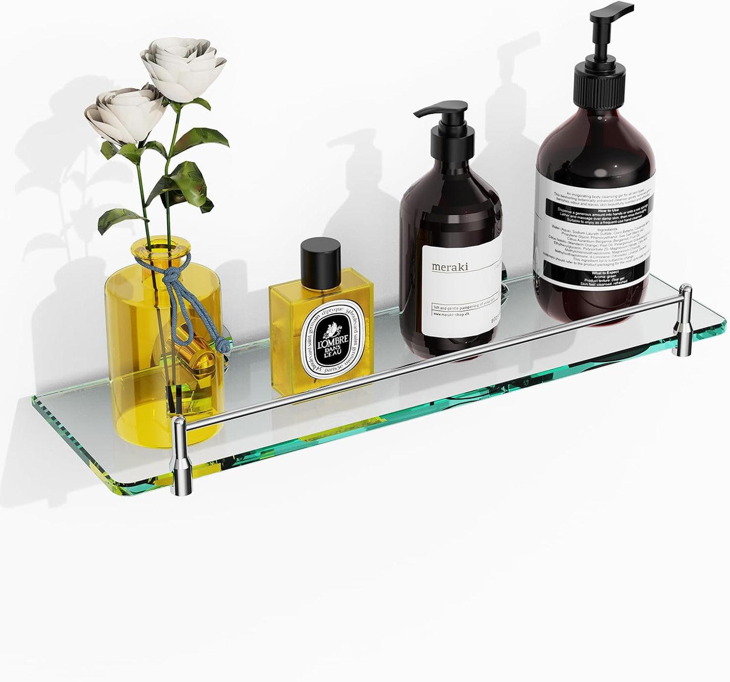 Glass Bathroom Shelves with Chrome Polished Finish for Modern Spaces