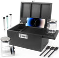 Large Black Bamboo Box with Combination Lock - Secure Decorative