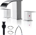 Chrome Bathroom Faucet 3-Hole 8in Widespread Waterfall Faucet - Sleek