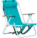 Portable Beach Chair with Wooden Armrests - Sky Blue