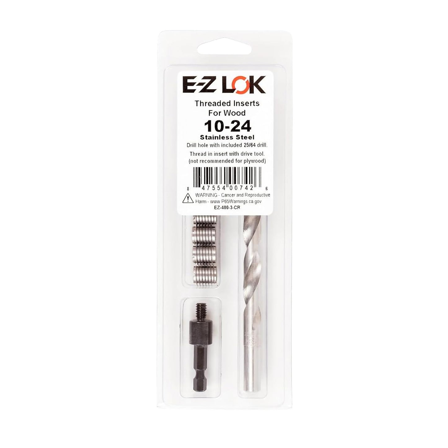 E-Z LOK 400-3-CR Threaded Inserts Installation Kit for Wood