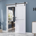 30 x 84 in White Barn Door with 5.5 ft Hardware Kit - Space-Saving