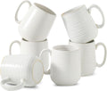 Hasense Coffee Mugs Set of 6 - Clay-Infused White 12oz Ceramic
