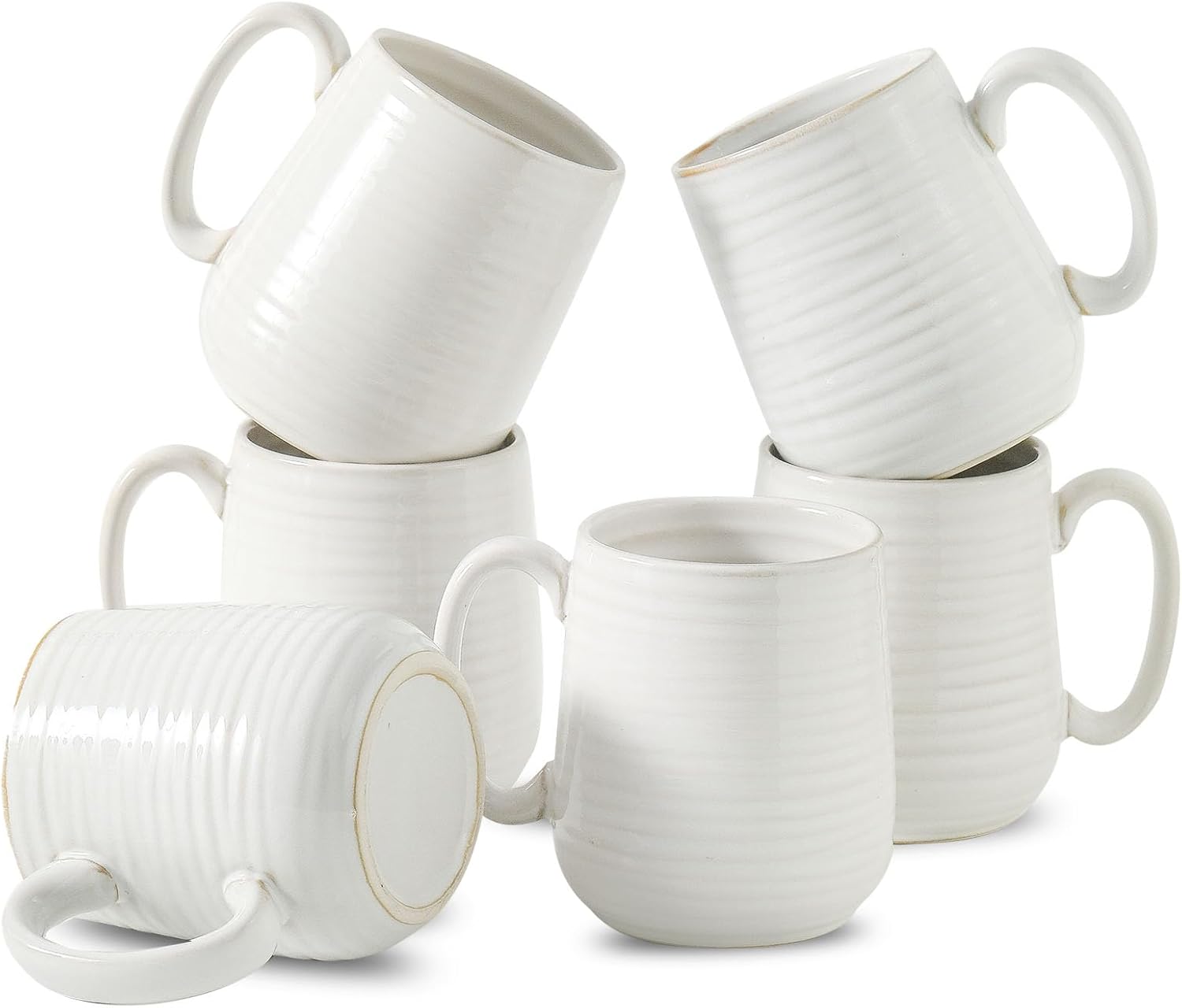 Hasense Coffee Mugs Set of 6 - Elegant Ceramic Cups for Home