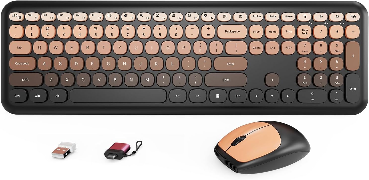HotFox Wireless Keyboard and Mouse Combo for Retro Style Lovers