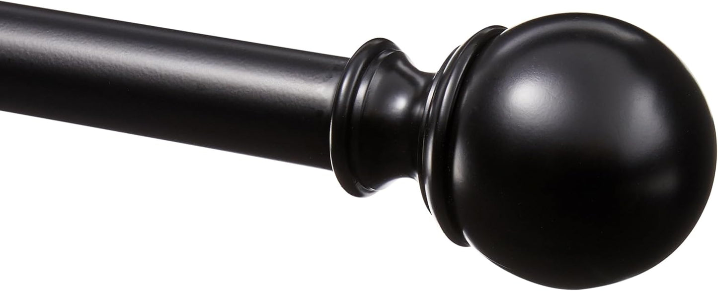 Adjustable 1-Inch Curtain Rod - 72 to 144, Black