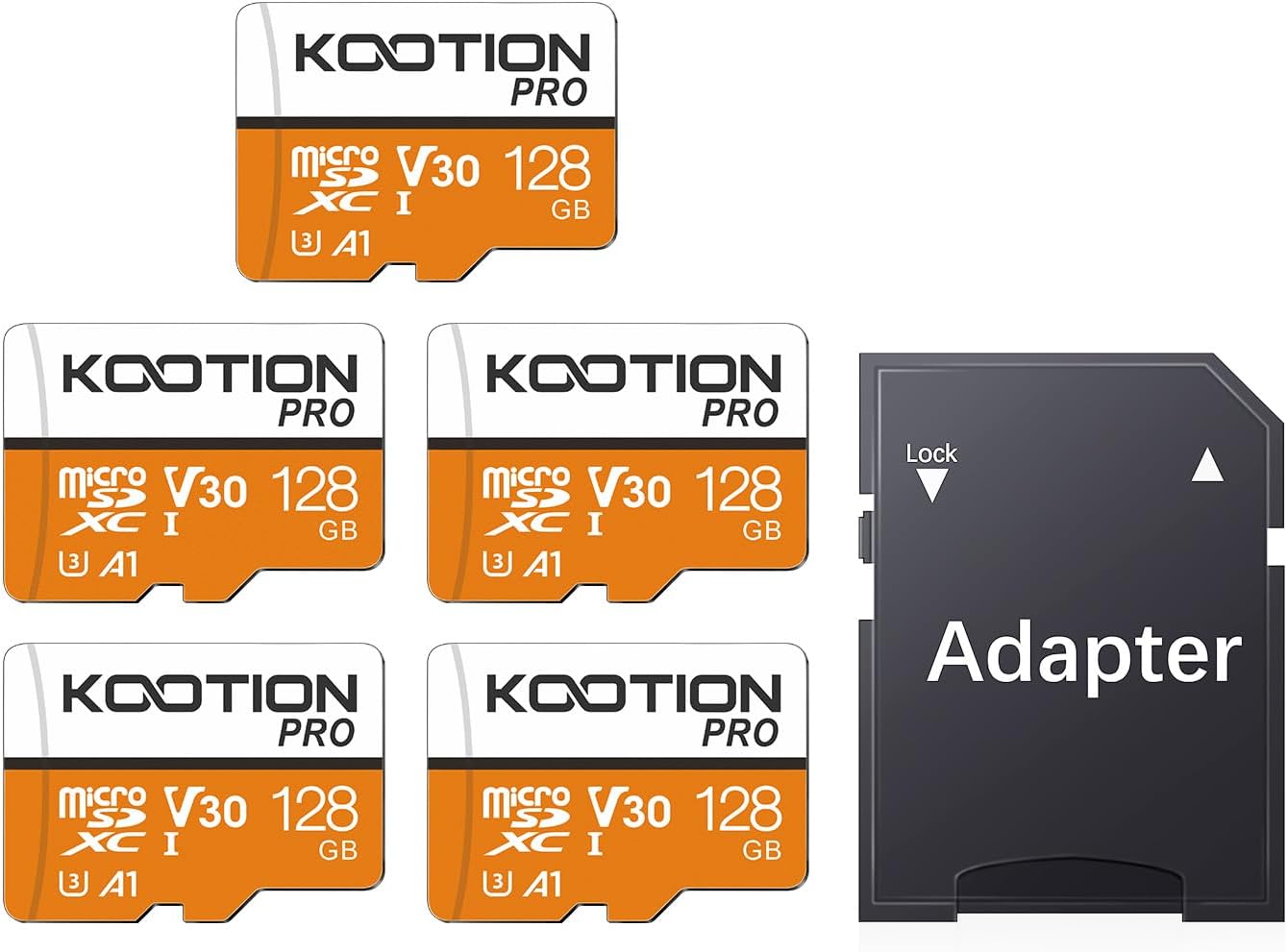 5 Pack 128GB U3 Micro SD Cards for 4K Recording