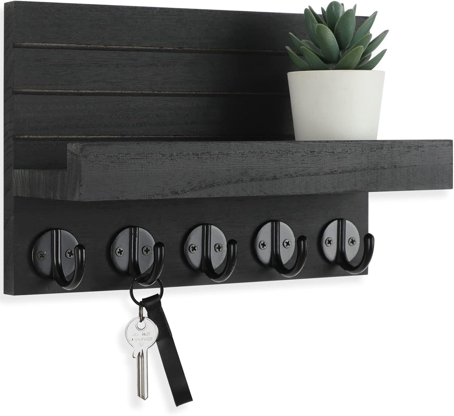 Decorative Key Holder Shelf with Large Hooks