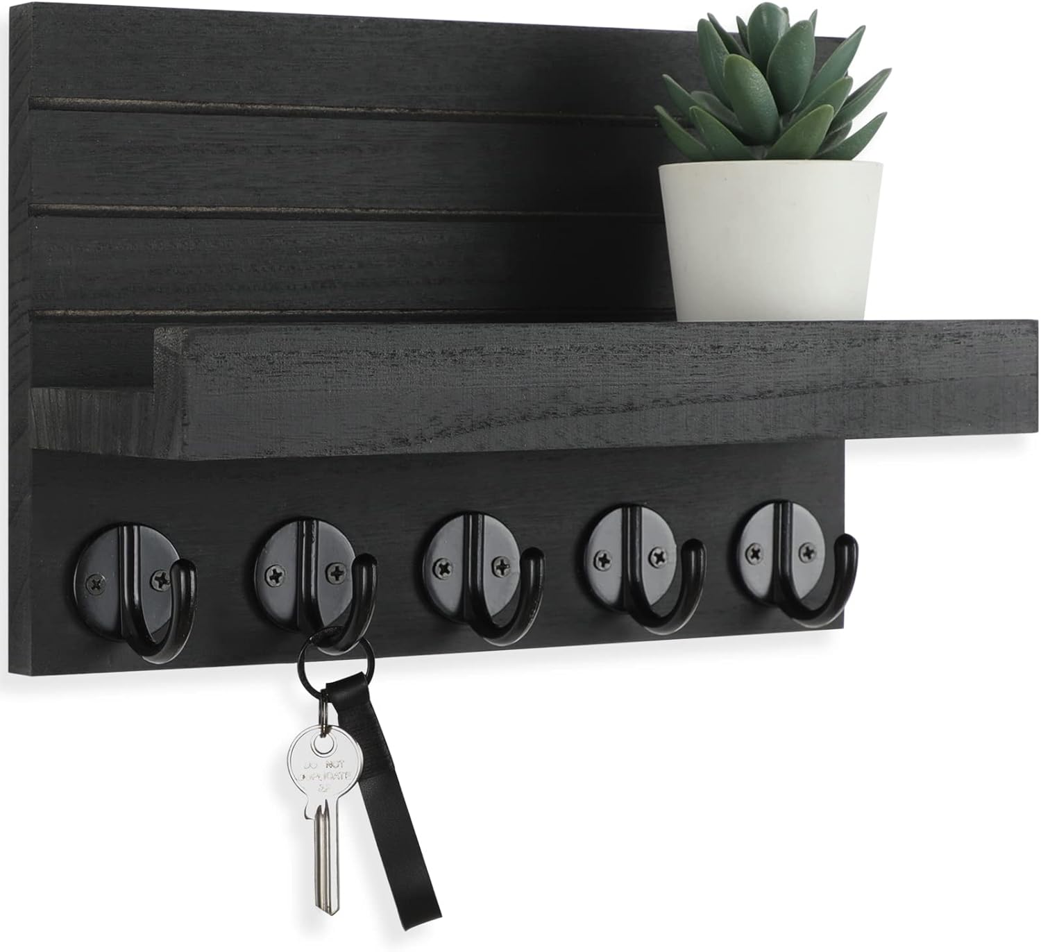 Decorative Key Holder Shelf with Large Hooks