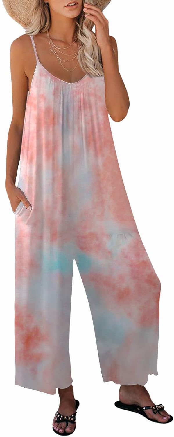 Womens Casual Sleeveless Strap Jumpsuits with Pockets for Style