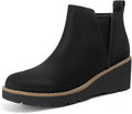 Athlefit Women's Wedge Nubuck Chelsea Ankle Boots - Lug Sole