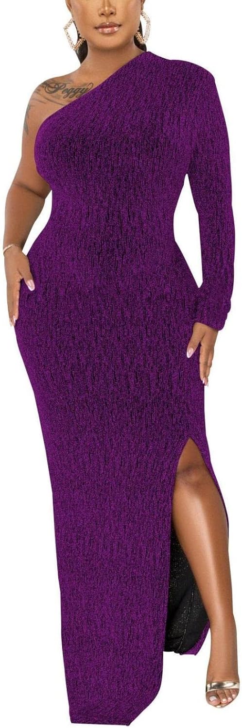 Elegant Long Sleeve Evening Party Dress for Women - High Split