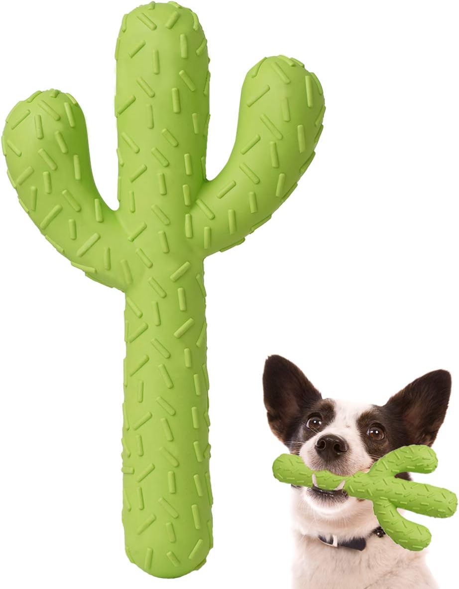 Tough Rubber Cactus Chew Toy for Aggressive Chewers