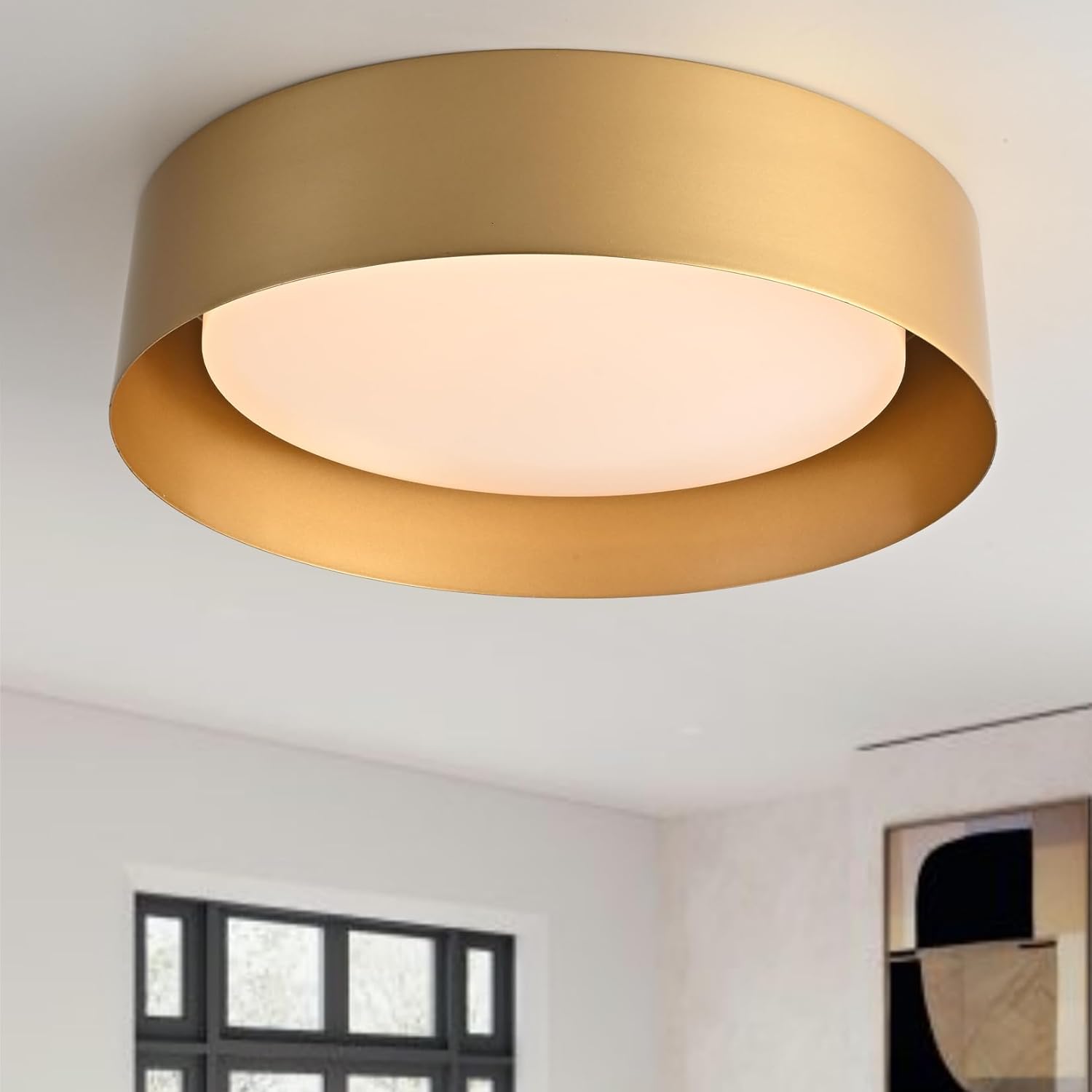 Bargeni Flush Mount Ceiling Light with Polished Gold Finish