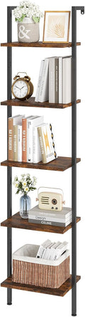 ELYKEN Ladder Shelf - 5-Tier Vintage Wood Wall Mounted Bookshelf