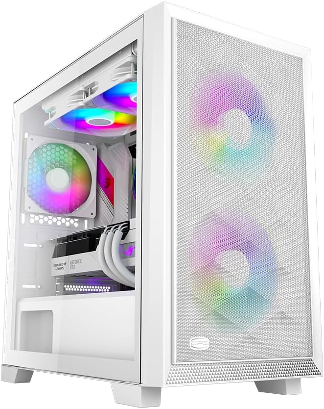 PCCOOLER CPS C3D310 ARGB White M-ATX Gaming Desktop Case