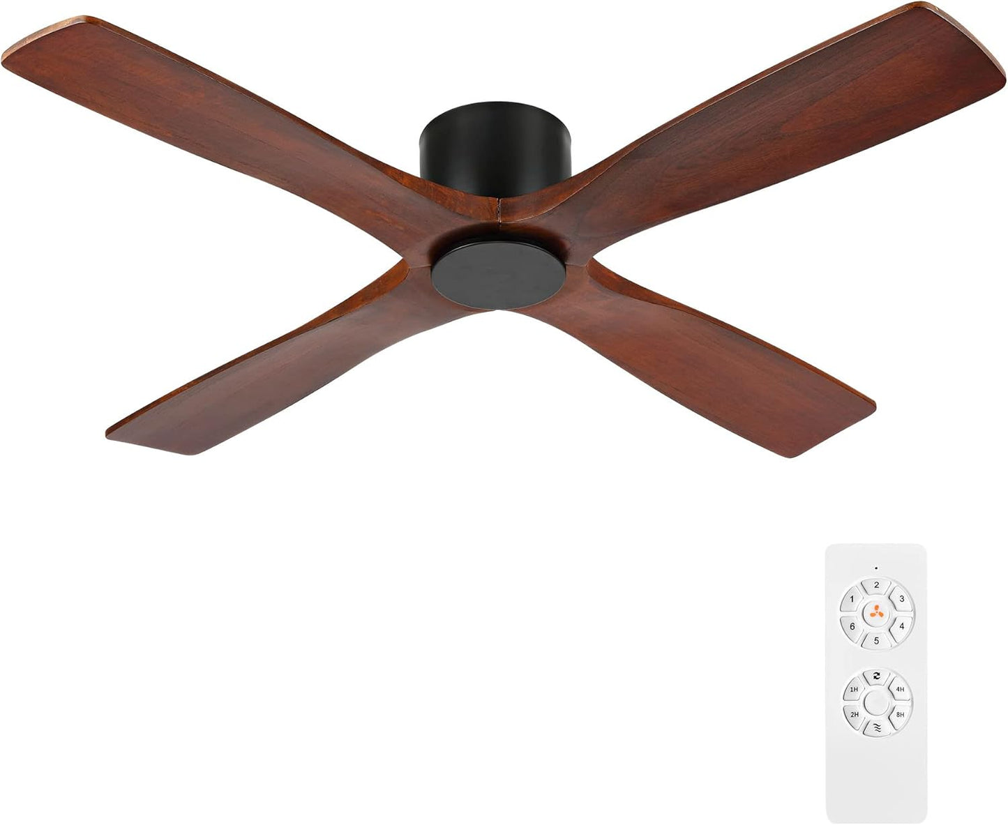 WINGBO 54 Inch Flush Mount Ceiling Fan with Walnut Blades