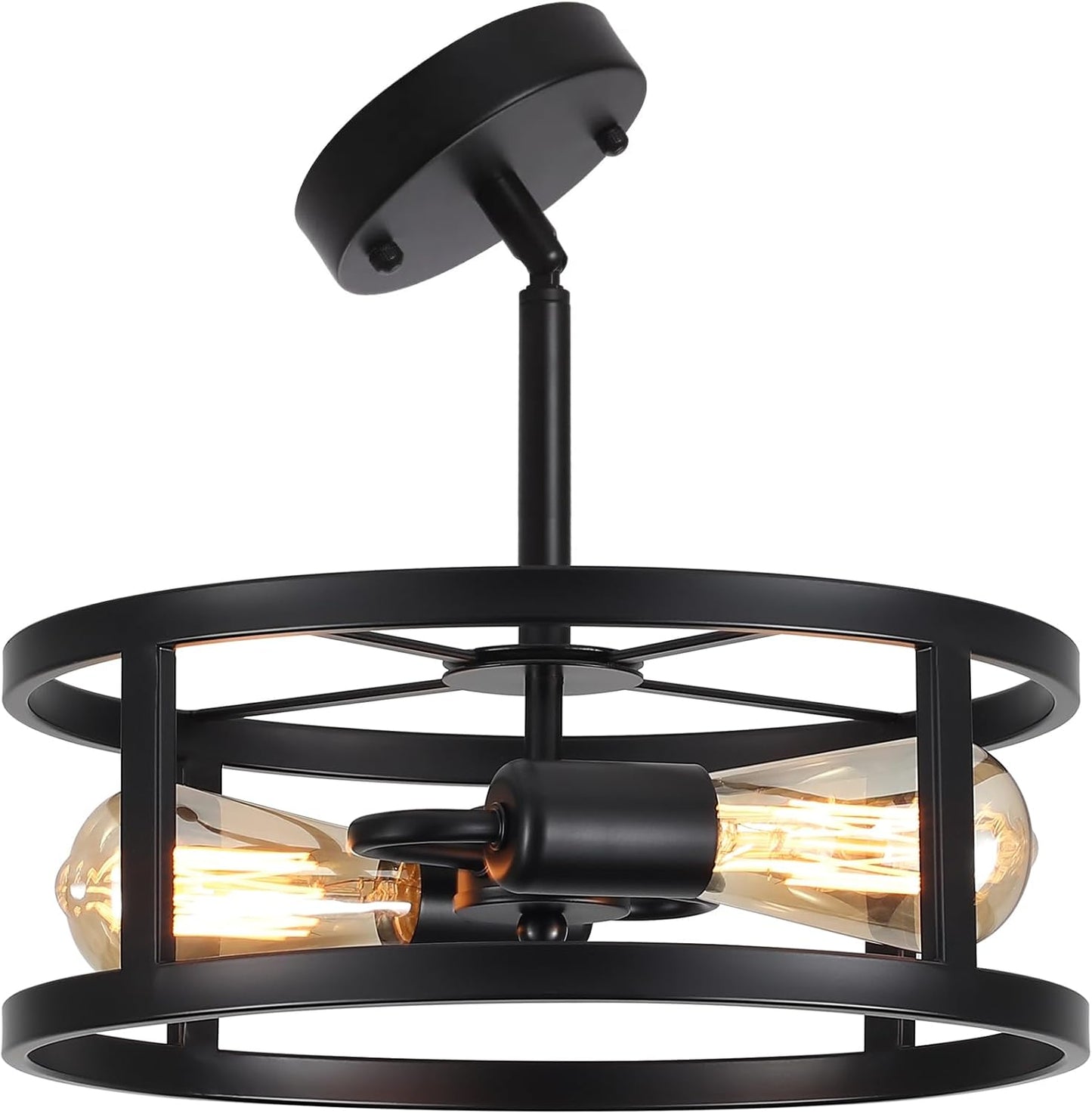 Industrial Black Semi Flush Mount Ceiling Light for Home Decor