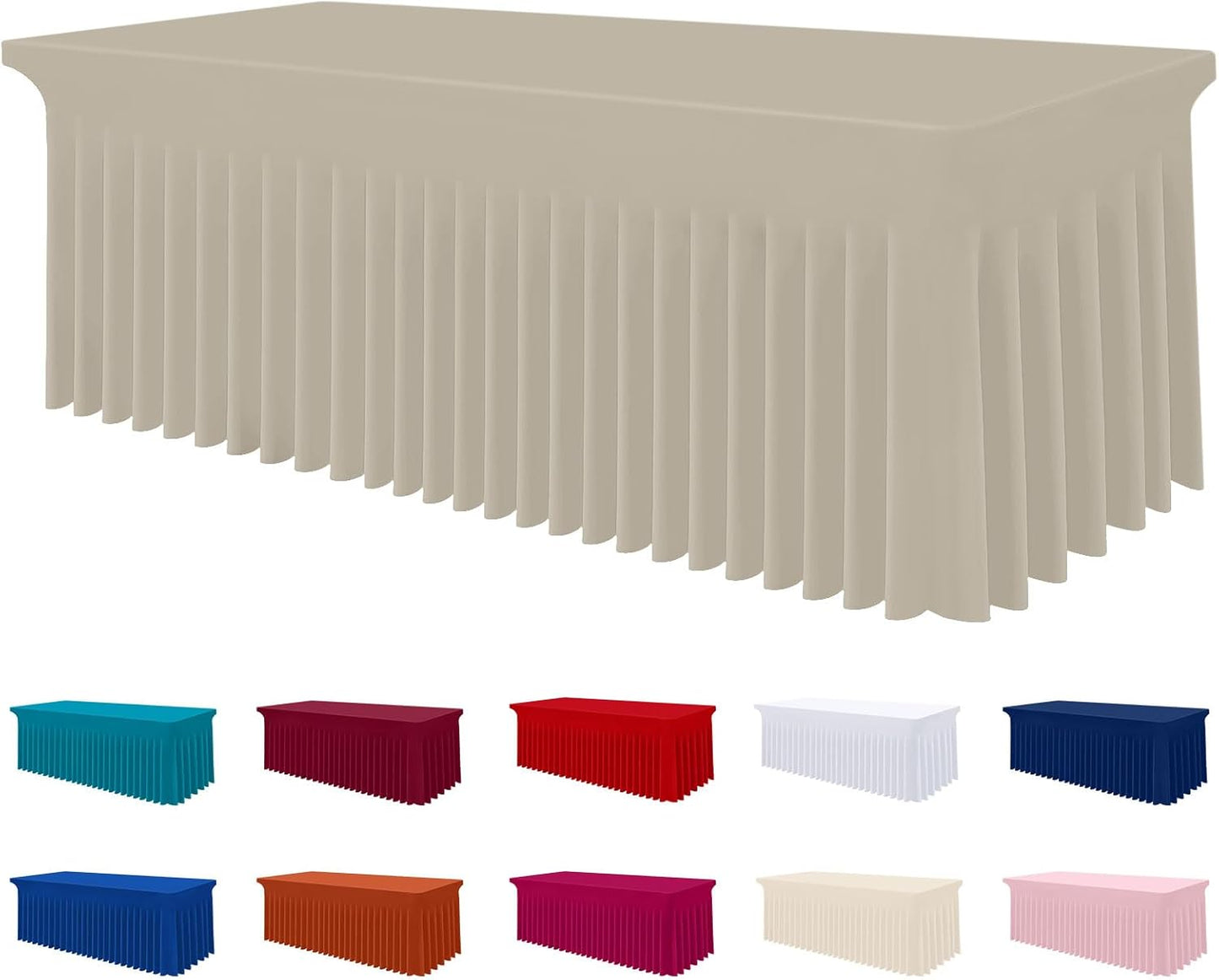 Smiry Spandex Tablecloth for 8FT Rectangle Tables - Taupe