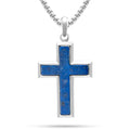 Lapis Lazuli Cross Necklace for Men - Handcrafted Blue Stone Pendant