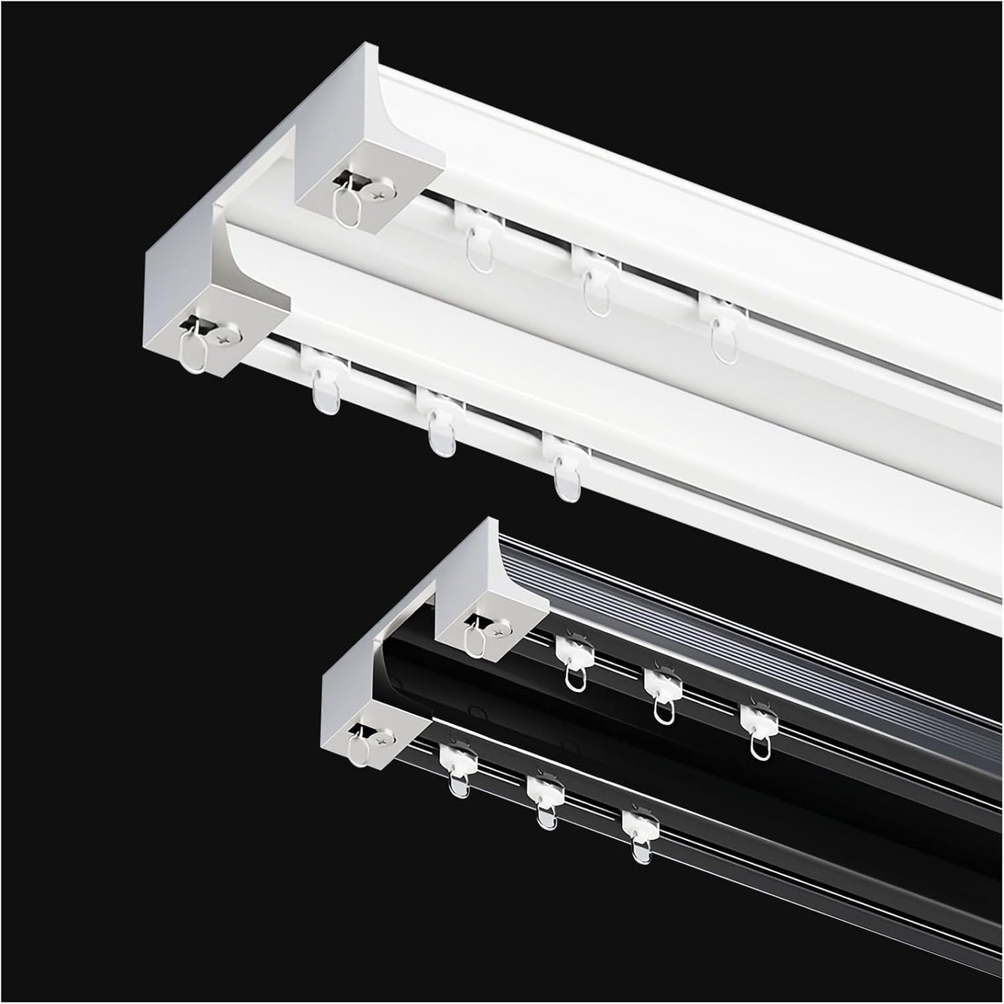 Ceiling-Mounted Black Double Curtain Track