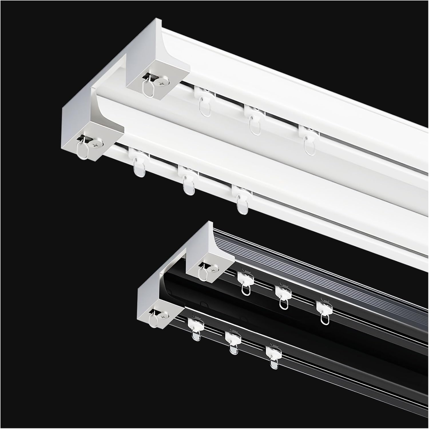 Ceiling-Mounted Black Double Curtain Track