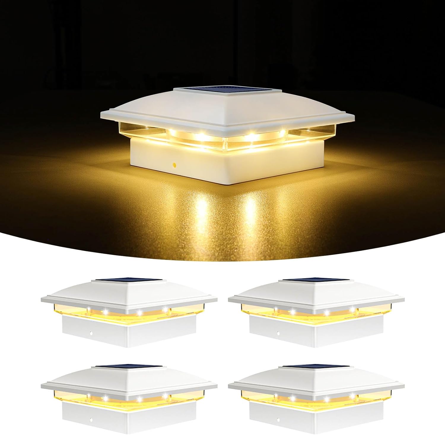 VOLISUN Solar Post Cap Light for 4x4 5x5 6x6 Posts - 4 Pack