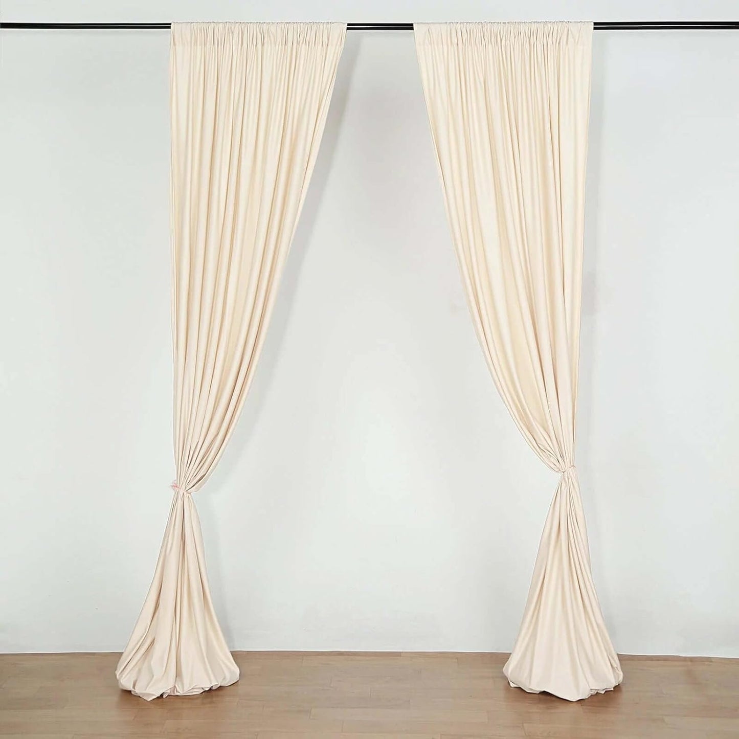 Beige Fire Retardant Scuba Polyester Curtain Panels for Events