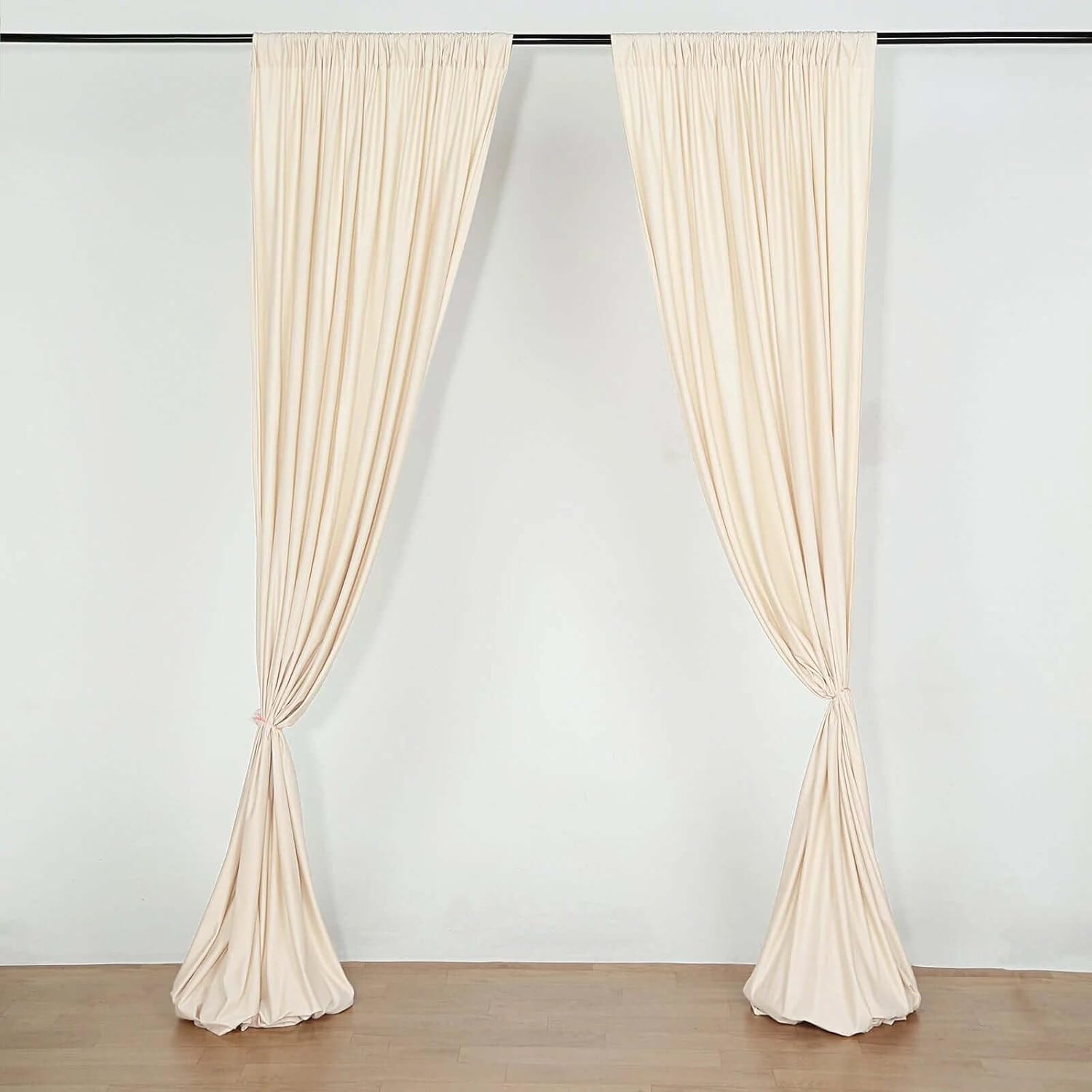 Beige Fire Retardant Scuba Polyester Curtain Panels for Events