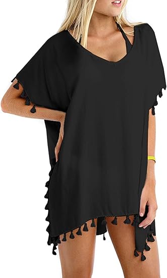 GDKEY Women Chiffon Tassel Swimsuit Beach Cover Up for Style