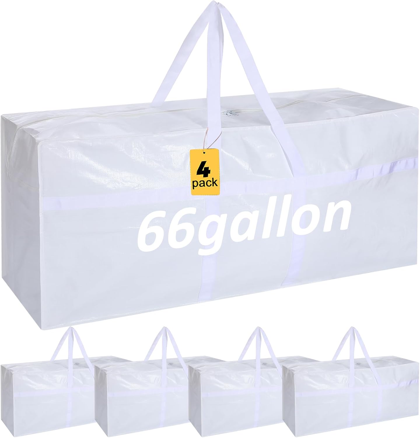 4 Pcs 66 Gallon Large Moving Bags with Zipper and Handles
