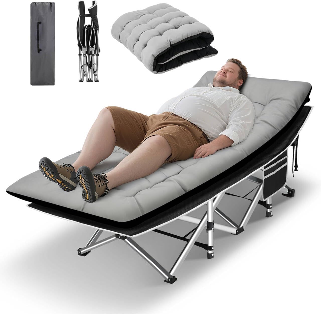 HABUTWAY Portable Camping Cot for Adults with Thick Mattress